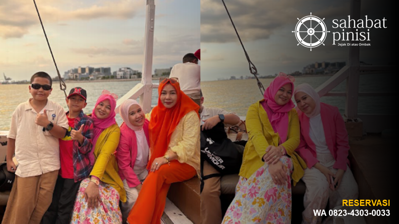 Paket Sahabat Sunset Sailing Makassar Rombongan besar Paket Sahabat menikmati sunset sailing Makassar di atas kapal pinisi