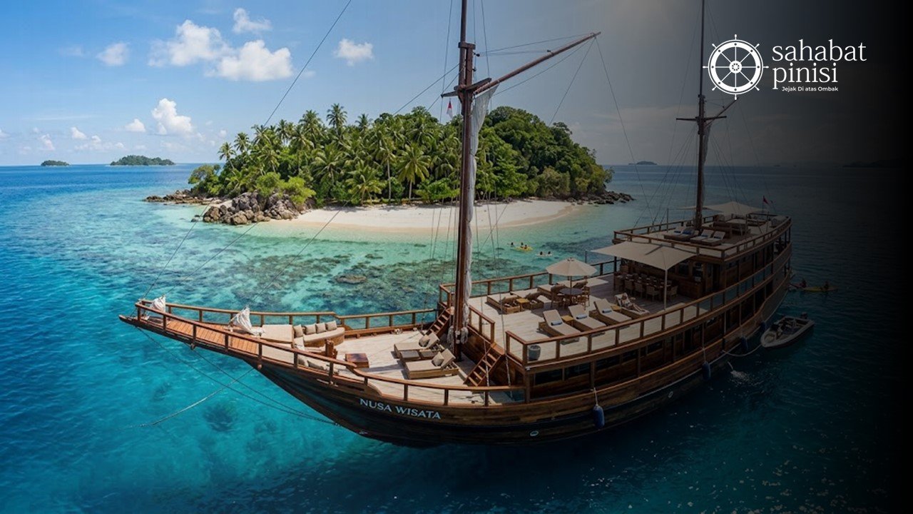 Kapal Pinisi Wisata Makassar Kapal pinisi modern yang dipakai untuk wisata sailing di Makassar